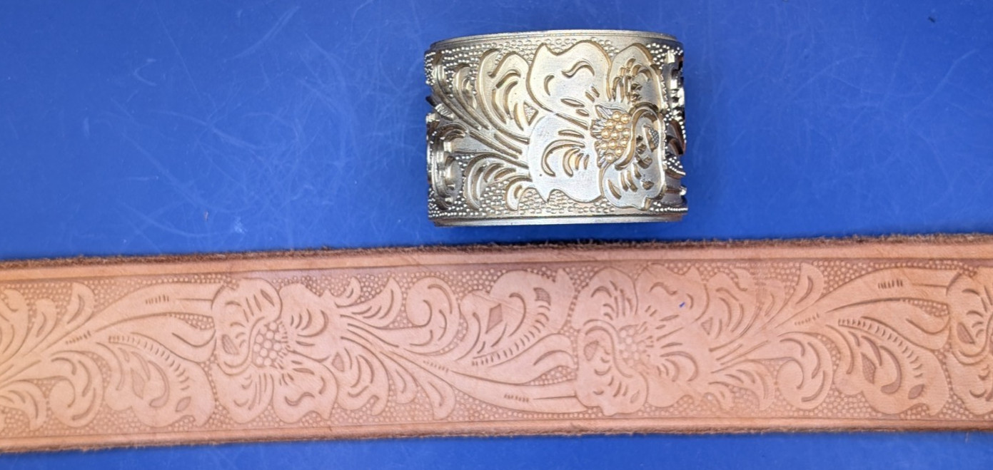 Leather Embossing Machine Roller Flower and Scroll Pattern #3161 Solid Brass