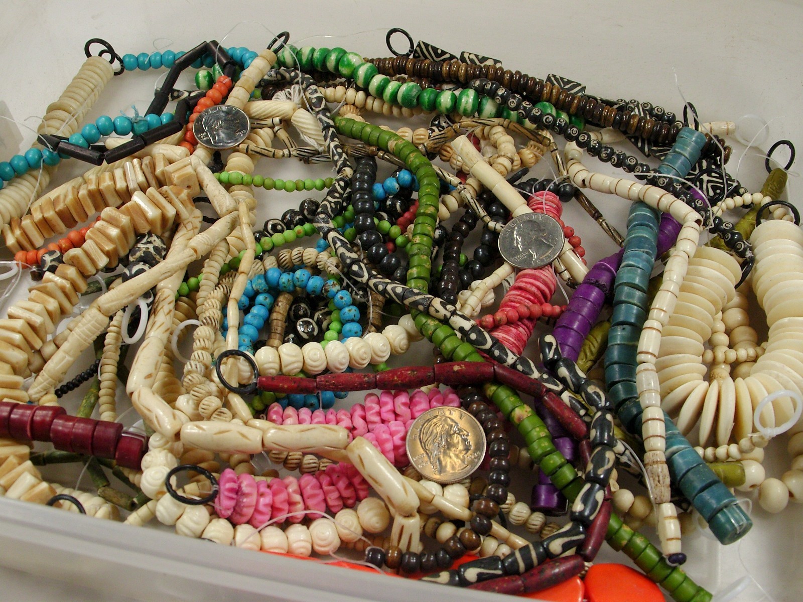 2 Pounds Odds and Ends India Handmade Water Buffalo Bone Beads Lot (AXP-2) ⭐