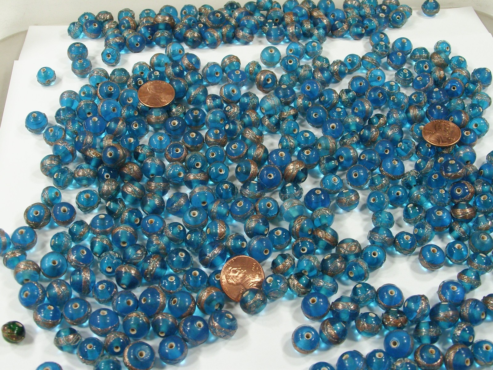 2 Pounds Assorted Sizes Blue Round Handmade Glass Beads Wholesale (QOL-2) ⭐