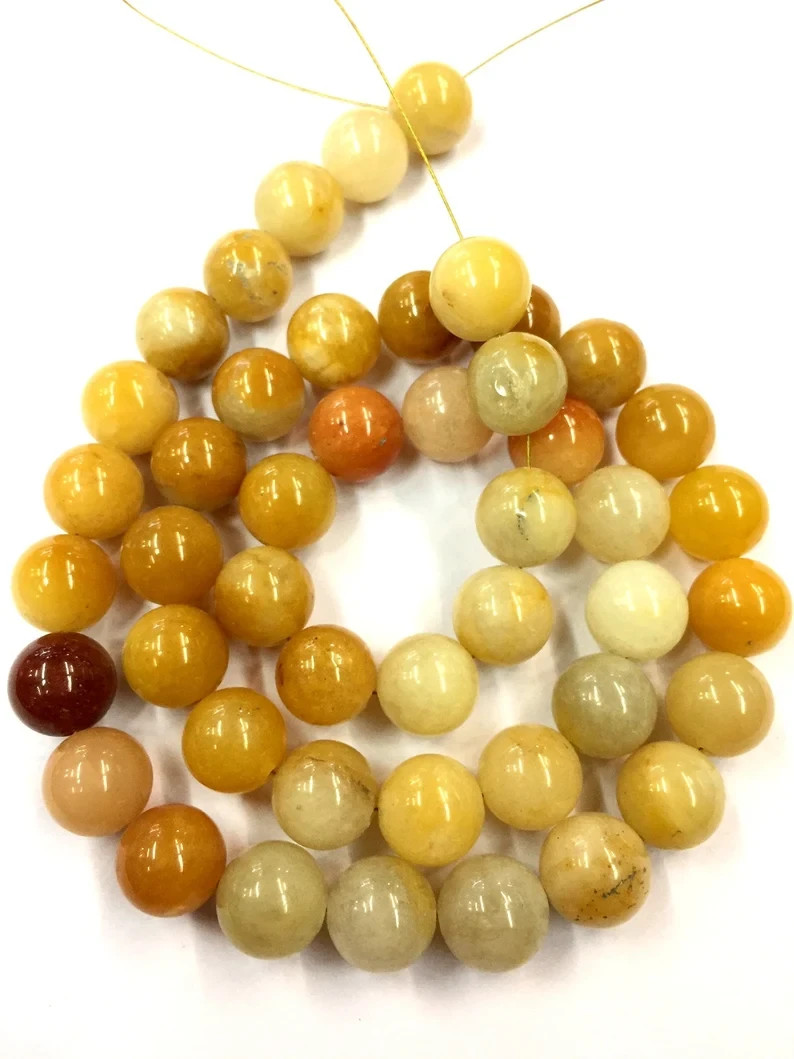 Rare Yellow Wonder Natural Sapphire Beads Smooth Round Sapphire Gemstone Beads.