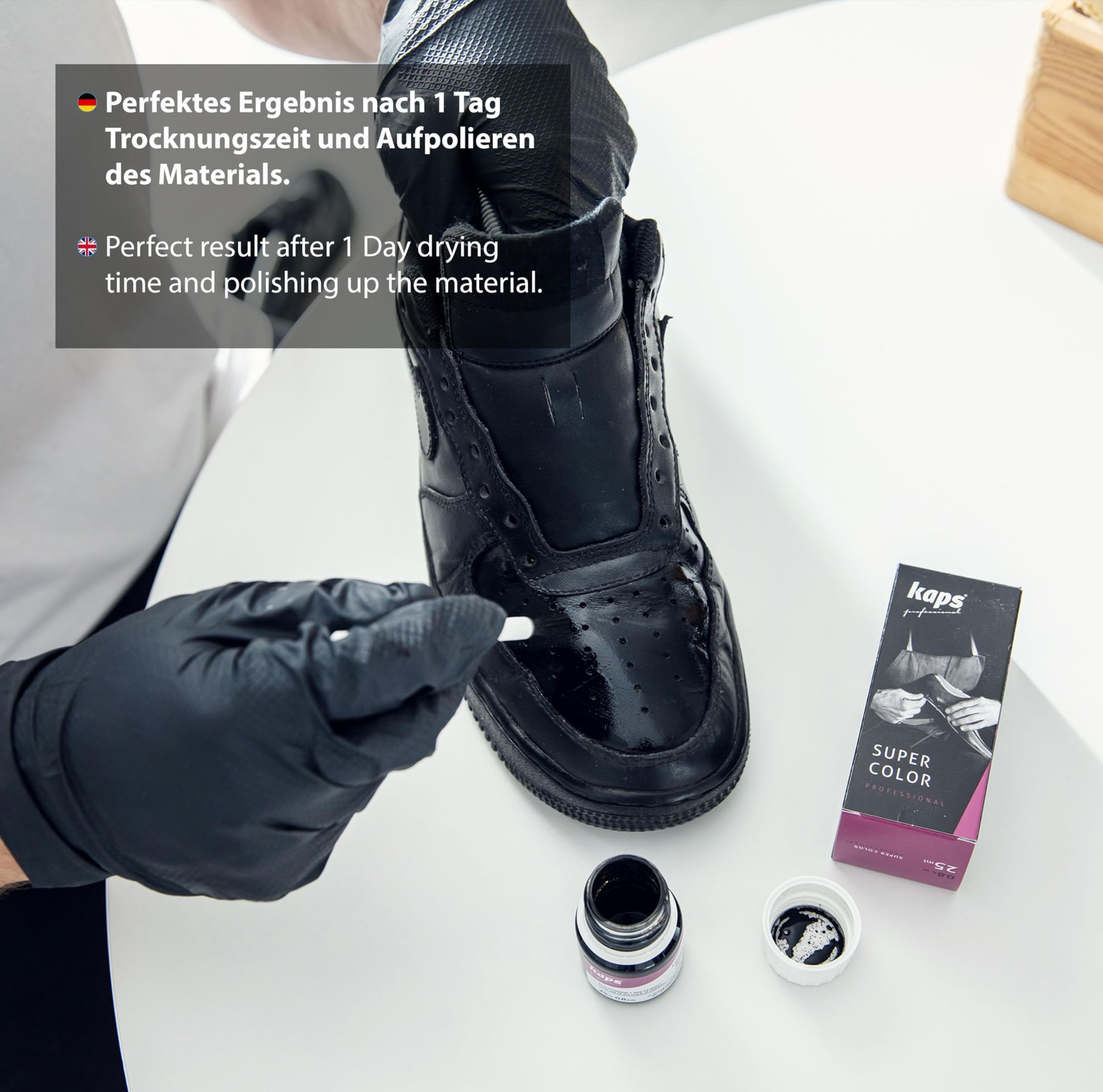 Dye Paint for Leather Shoes and Bags with Sponge and Brush, Kaps Super Color,