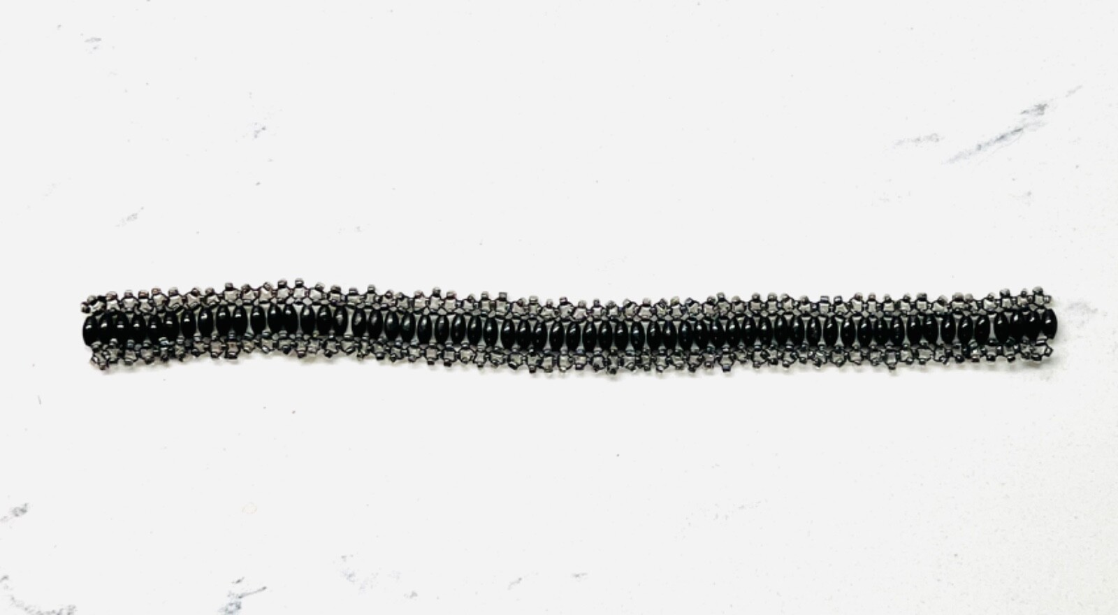 Glass Bead Mix 11 Gram Black Barrel Beads & Clear E Bead Strand Jewelry Making