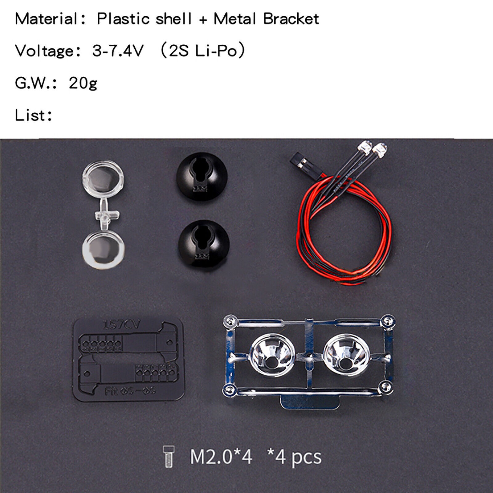 18mm Retro Round Spotlight Headlight Kit G157H for GRC1/10 T4 SCX10 RC Model Car