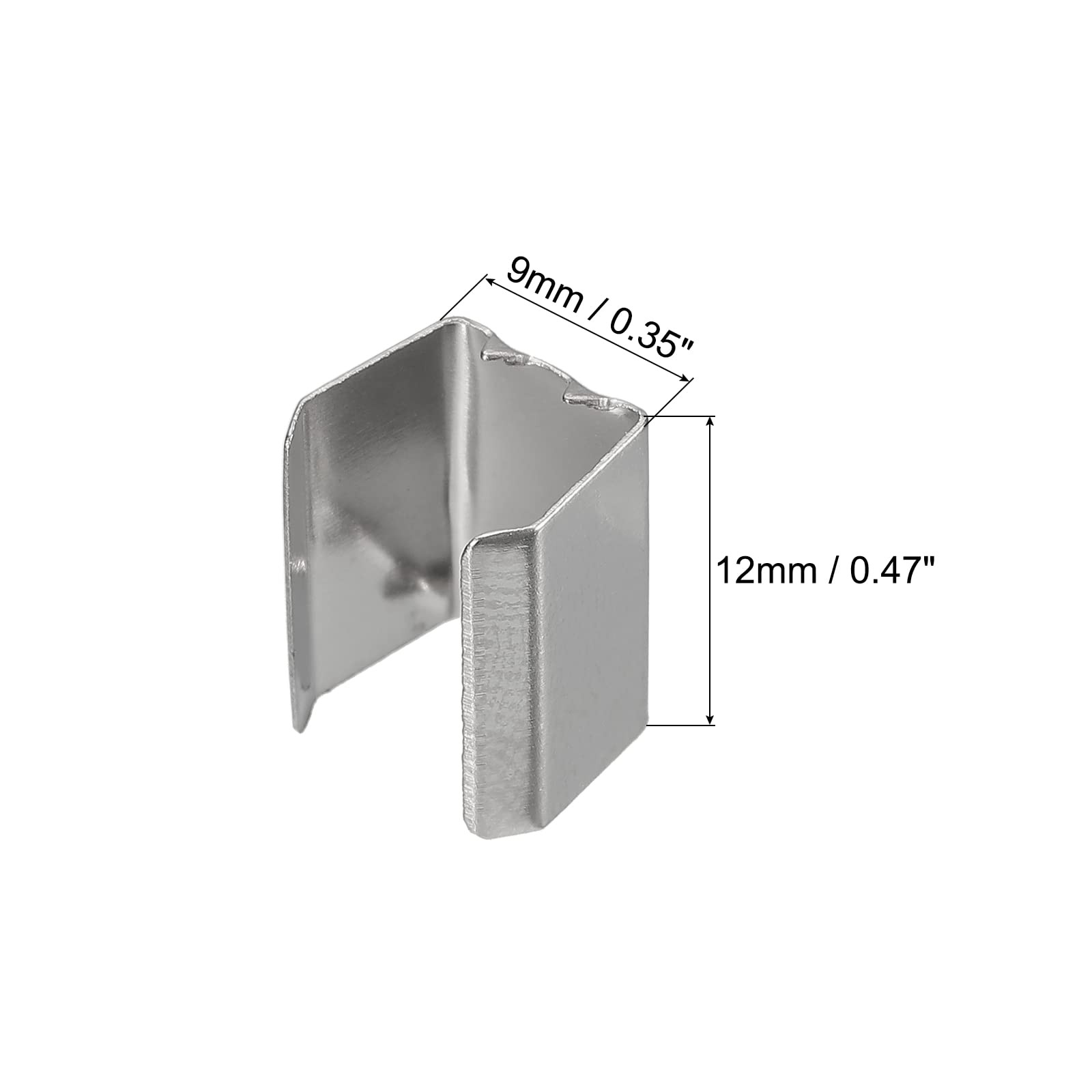 uxcell Fold Over Crimp Caps, 100Pcs 12 x 9mm Ribbon 12 x 9mm, White Nickel