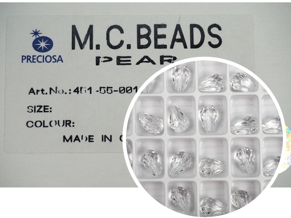 12 Crystal clear Preciosa Czech MC Pear Beads tear drop shape 12x8mm P304