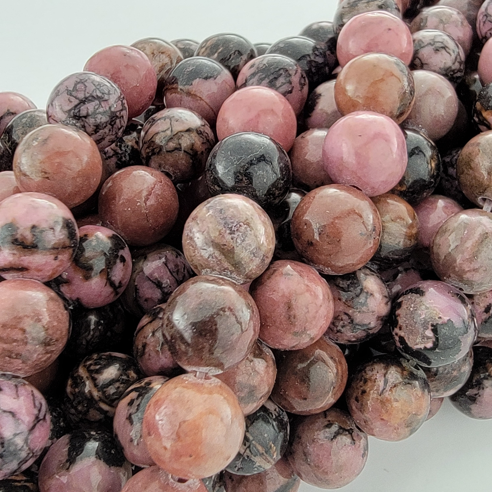 Rhodonite Beads Pink Gray Gemstone Natural Smooth Crystal round 6Mm 8Mm 10Mm