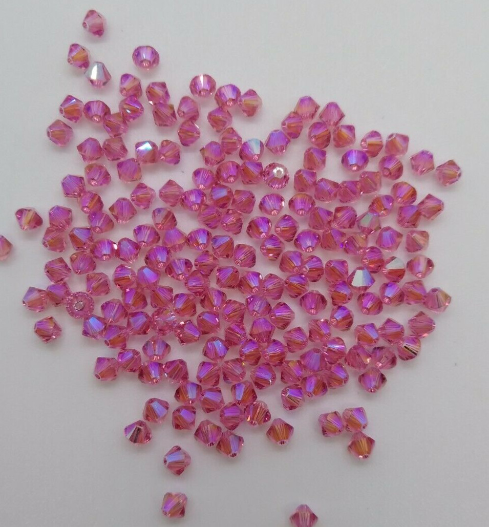 24pc Swarovski Crystal Rose Shimmer 2X 4mm Bicone 5328 Beads; Limited Edition