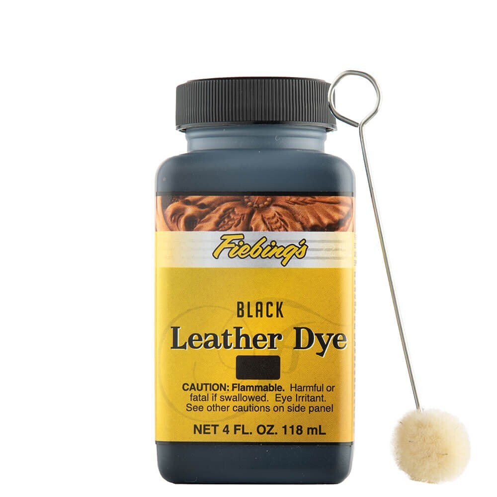 Fiebing’s Leather Dye Black 4 oz. with Applicator for Shoes Boots Bags Brand NEW