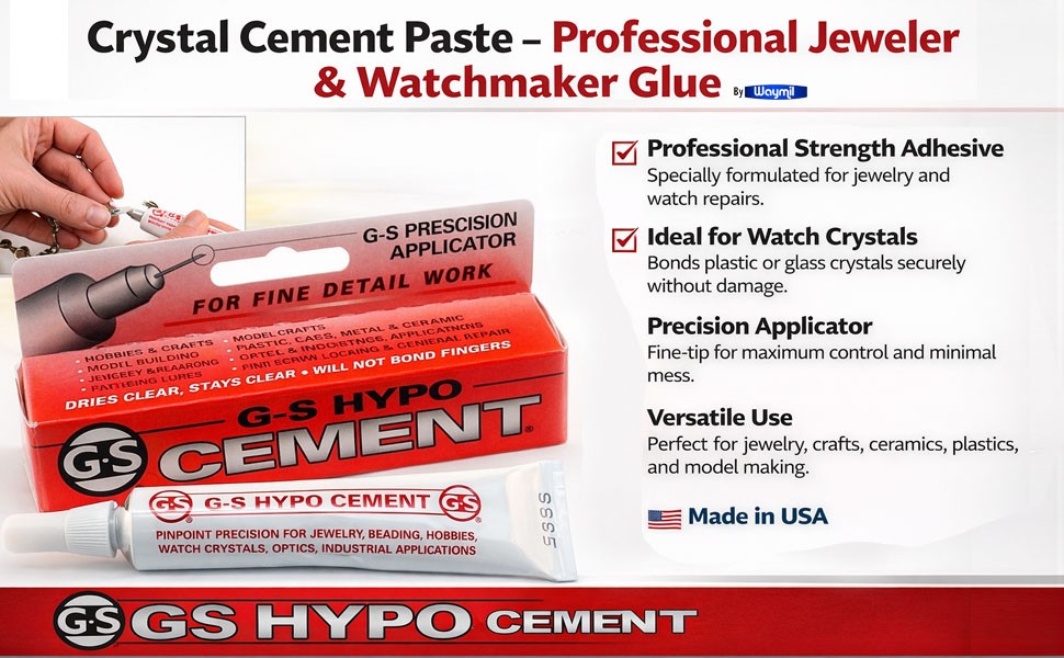 GS Crystal Cement Paste 1/3 fl oz – Watch Crystal & Jewelry Repair – Made in USA