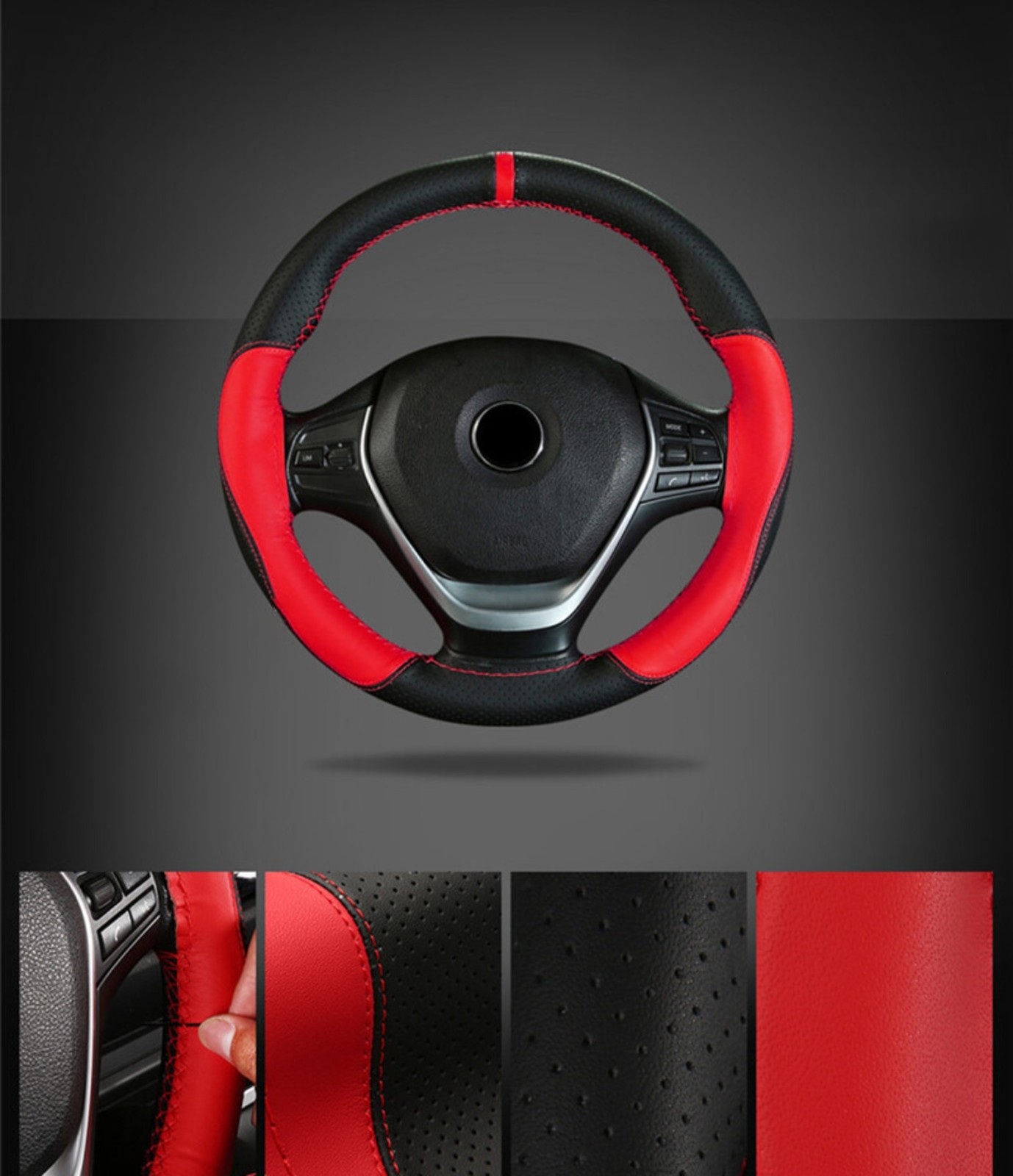 Hand Sew Steering Wheel Cover Microfiber Leather Car Auto Steering Wheel Cover