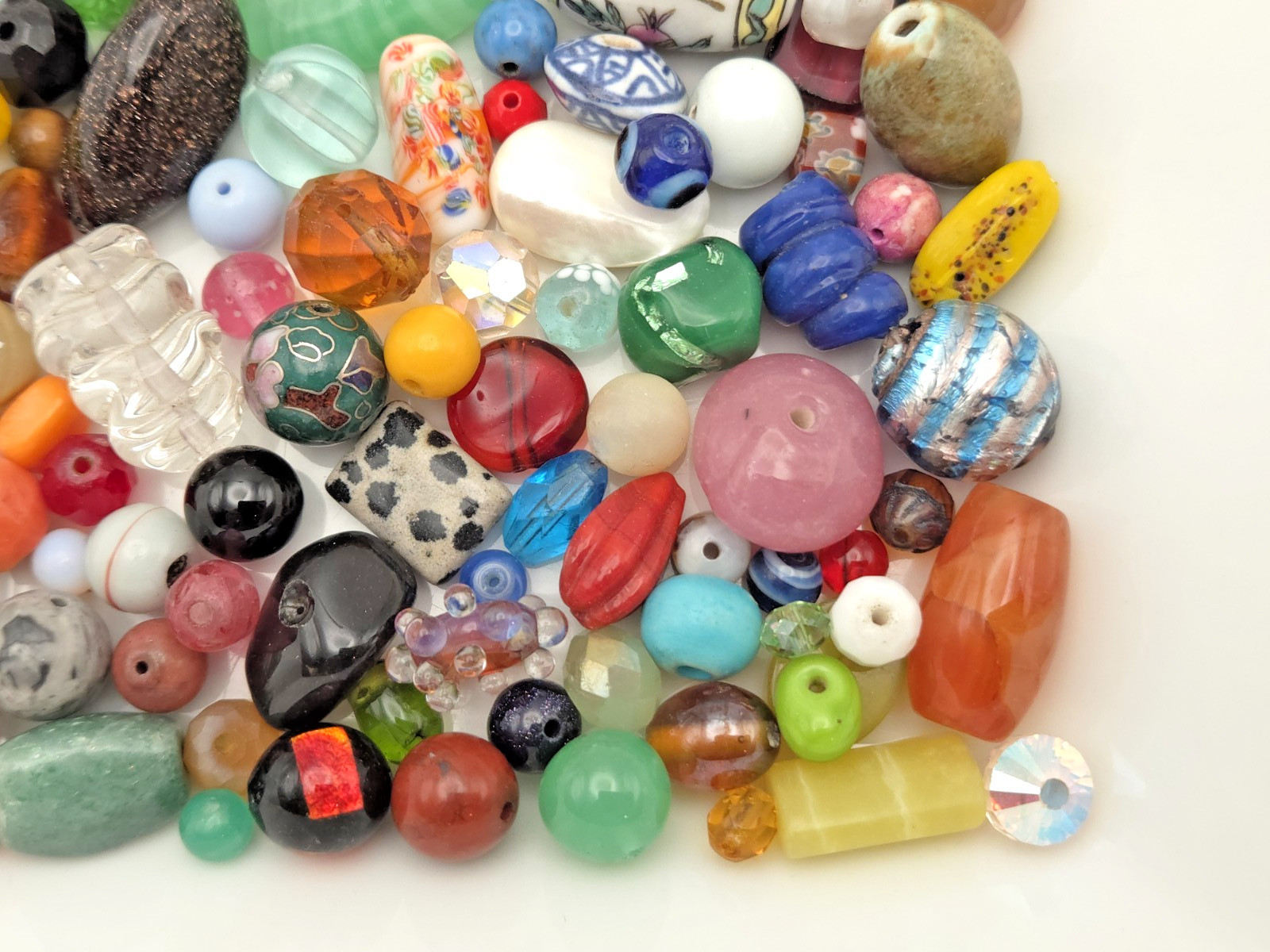 Vintage Colorful Glass 100 Pcs BEAD SOUP Craft Porcelain Czech Japan Bead Lot 9