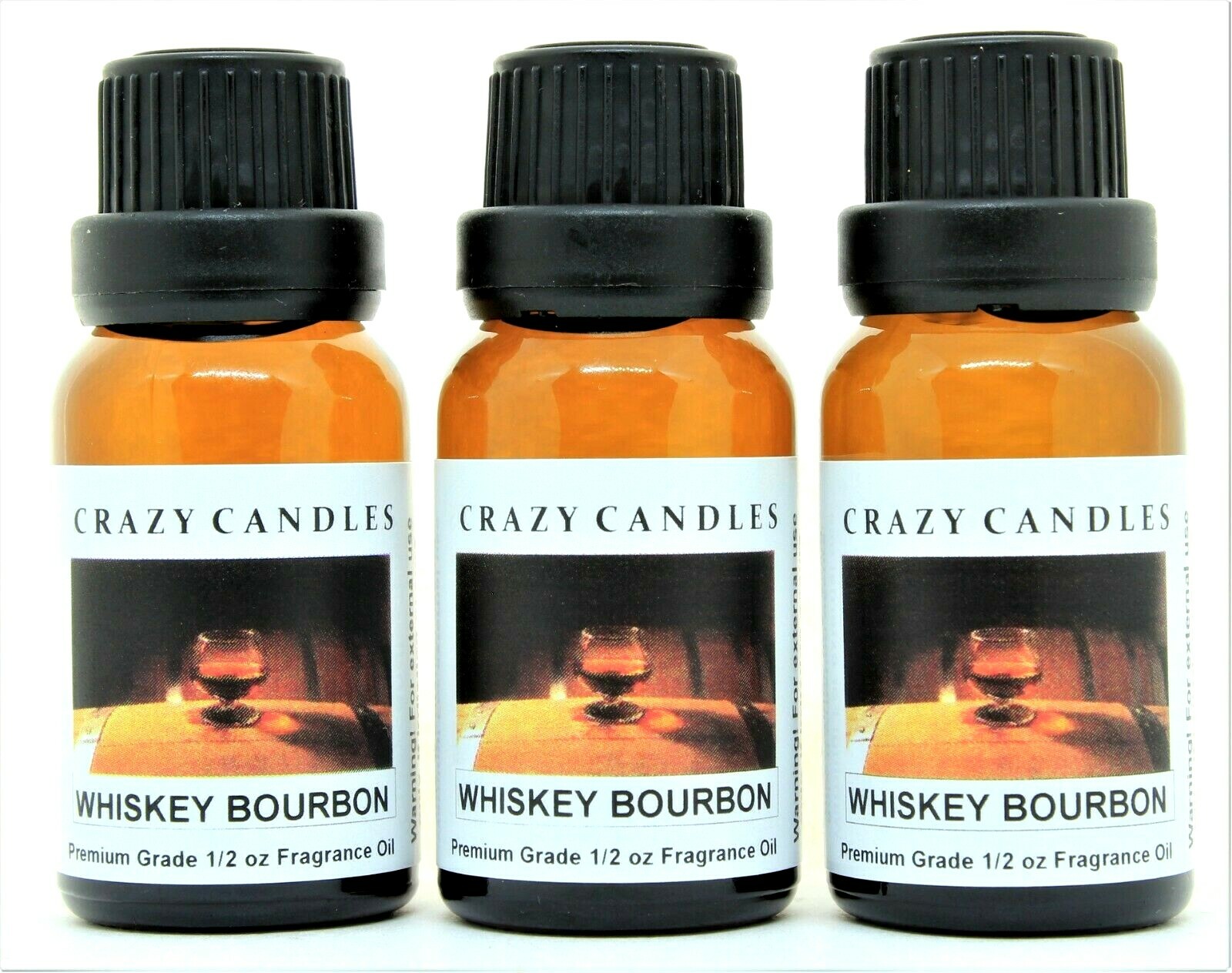 Crazy Candles 3 Whiskey Bourbon 1/2oz Premium Grade Scented Fragrance Oil